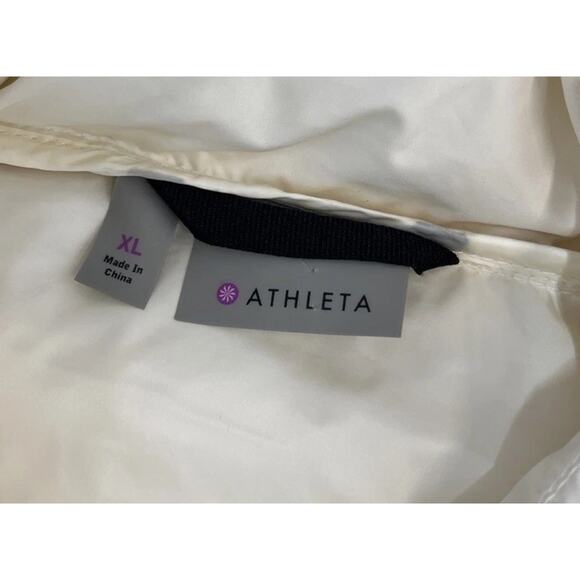ATHLETA Women's Asymmetrical So Down Puffer Jacket in Ivory size XL with Pockets - Picture 6 of 8